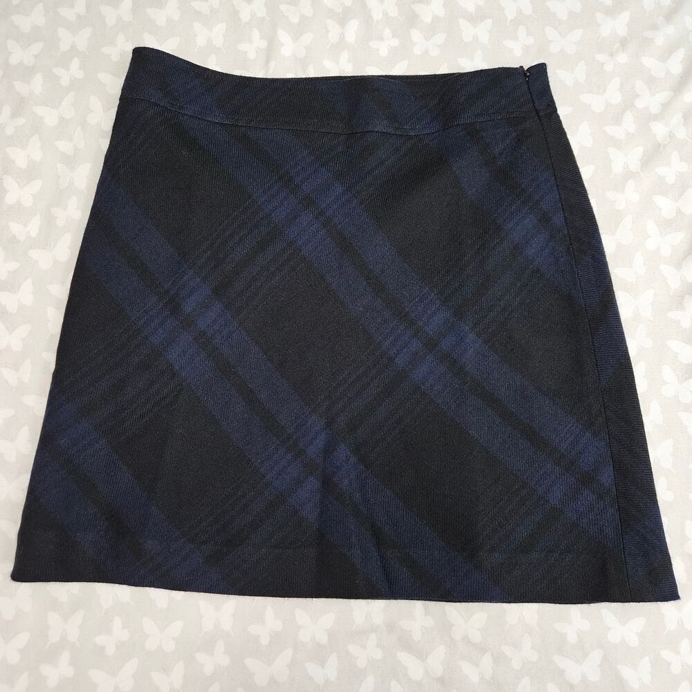 ANN TAYLOR LOFT Plaid Wool Blend Mini Skirt 4P Y2K Preppy Dark Academia Grunge